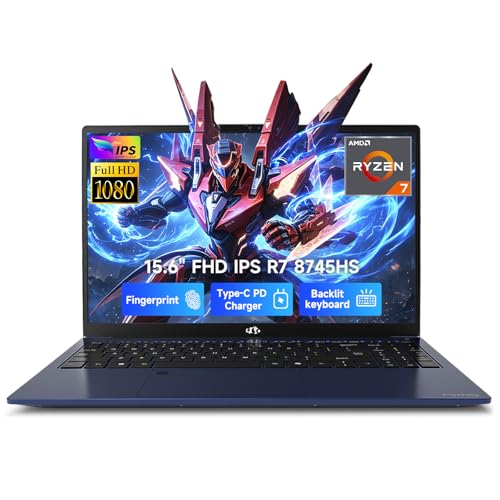 Image of NIMO 15.6 inch IPS FHD Light Gaming Laptop, AMD Ryzen 7 8745HS 32GB DDR5 RAM 1TB SSD (8C /16T, up to 4.9 GHz Beat R9 7940HS) Radeon 780M GPU 100W Type-C 2Y Warranty Fingerprint for Gamers & Students