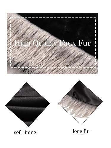 Aukmla Wedding Faux Fur Shawls and Wraps Bridal Fur Coat Winter Cape Stole with Rhinestones Brooch for Brides and Women3