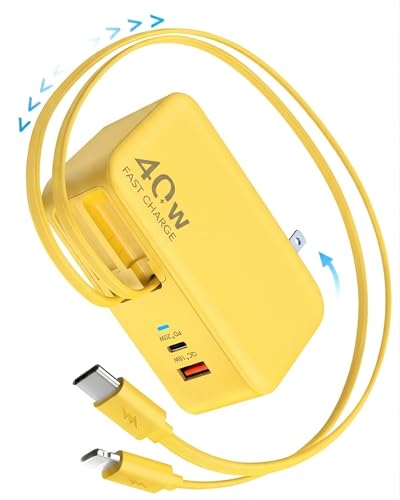 Retractable USB C Charger Wall Plug with...