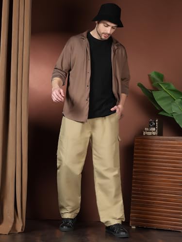 Image of KOTTY Men's Urban Style Relaxed Cargo Pants with Stylish Pockets and All-Day Comfort