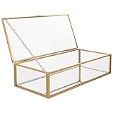 ibasenice Caja de Vidrio Transparente para Joyas Marco de Aleación, Diseño Rectangular Simple para Organizar Collares y Pendientes Hogar
