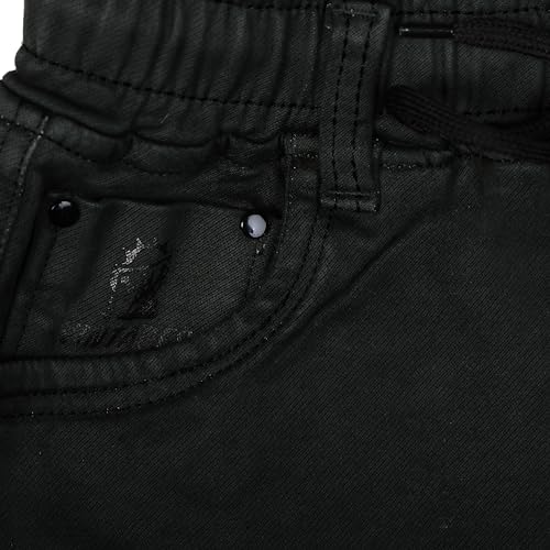 Image of Boys Regular fit Shorts, Elastic with Drawstring Waistband, Stretchable Soft Cotton Denim, Solid, Above Knee Length