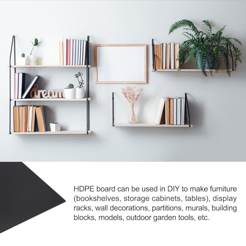 Image of 12 inch x 6 inch x 1 /8 inch HDPE Plastic Sheet, High Density Polyethylene Sheet Cutting Board Black Solid Block, [for DIY, Home Floor]