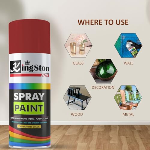 Image of Kingston Acrylic Spray Paint for Metal, Wood, Wall & Plastic, Multi-Surface DIY Paint, Quick Dry, Smooth Finish, 400ml Can, Coffee Brown, 1 Pc
