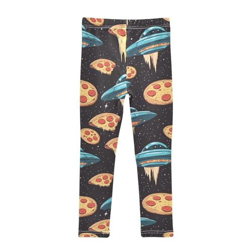 Spaceship Pizza Girls Leggings Soft Stretch Workout Yoga Dance Pants for Kids Casual Tights2