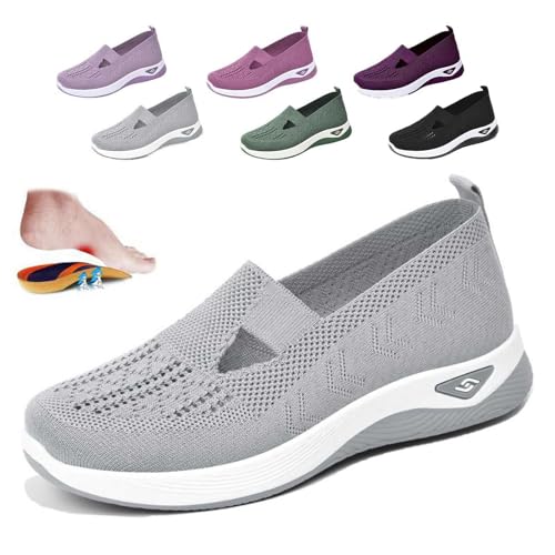 Women's Woven Orthopedic Breathable Soft Shoes, Women's Woven Breathable Soft Sole Shoes, Woven Diabetic Go Walking Shoes Hands Free Slip in Arch Fit Support Sneakers