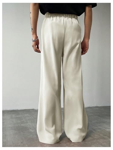 SHENHE Men's Pleated Low Waist Suit Pants Office Work Wide Leg Loose Long Pants with Pocket2
