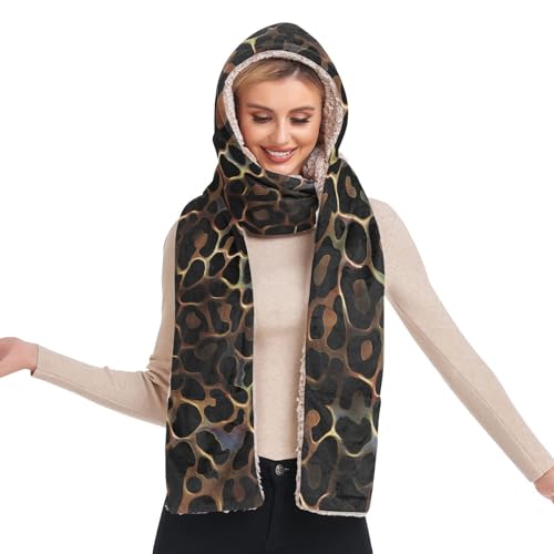 Bonnet à capuche 3 en 1 femme pour sorties d'hiver écharpe gants imprimé