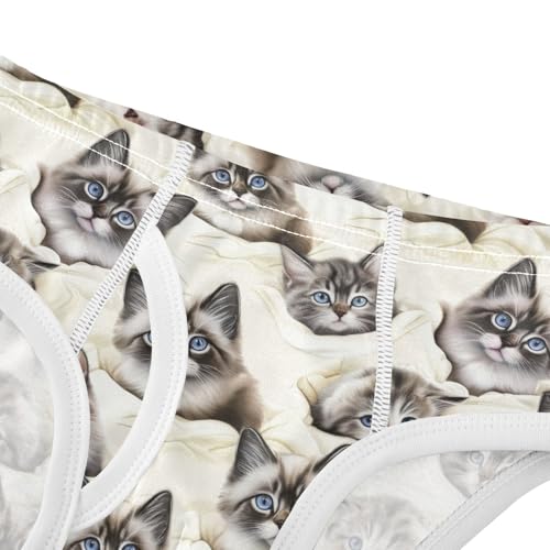 ODAWA Cute Kittens Cream Tag Free Cotton Underwear, Toddler Boy Underwear 2T4