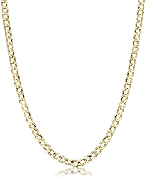 Italian 10K Real Yellow Gold Cuban Link Curb Chain Necklace for Men & Women Diamond Cut with Lobster Claw Clasp 10K Gold Chain Jewelry (2mm - 3.5MM) - Image 3