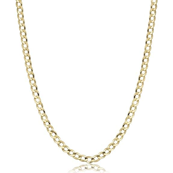 Italian 10K Solid Yellow Gold Cuban Link Curb Chain Necklace for Men & Women Diamond Cut with Lobster Claw Clasp 10K Real Gold Chain Jewelry (2mm - 3.5MM)3