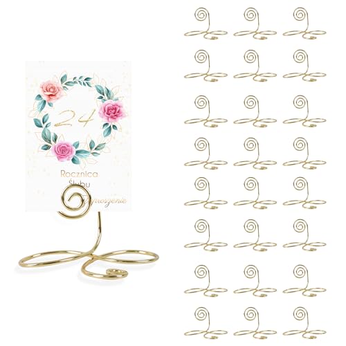 24PCS Table Number Holders, Gold Small Table Place Card Holders f...