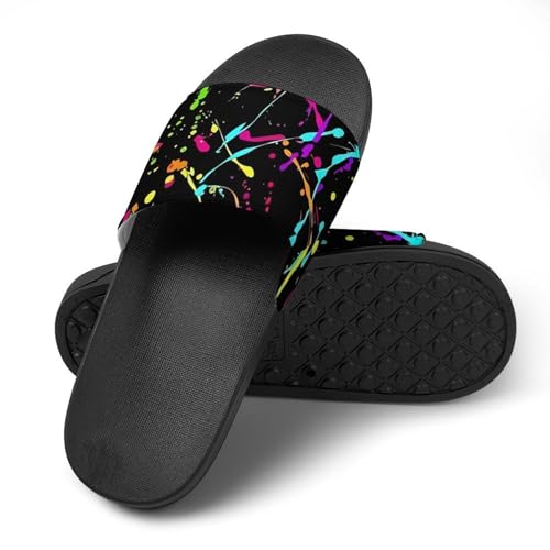 Glow in Dark Splatter Neon PVC Sandals Man's Womens Comfortable Slippers Casual House Lightweight Loafers Quick2