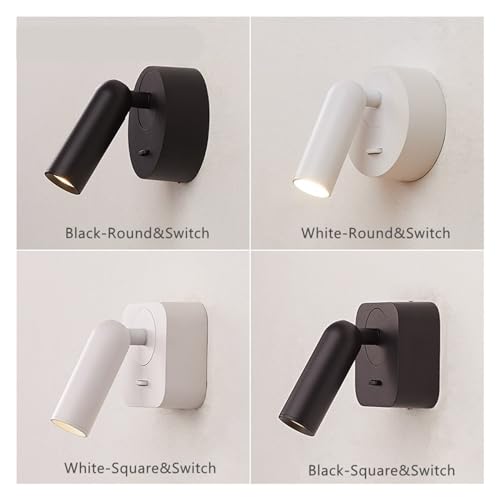 Lámpara de pared LED de 3W con rotación de 350° e interruptor para dormitorio 5