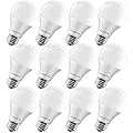 LUXRITE A19 LED Light Bulb 60W Equivalent, 2700K Warm White Dimmable, 800 Lumens, Standard LED Bulb 9W, E26 Base, Energy Star, Enclosed Fixture Rated, Perfect for Lamps and Home Lighting (12 Pack)