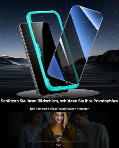 ESR 3 Stück für iPhone 16 Pro Max für Panzerglas Sichtschutz, Montagerahmen – Ansicht 2