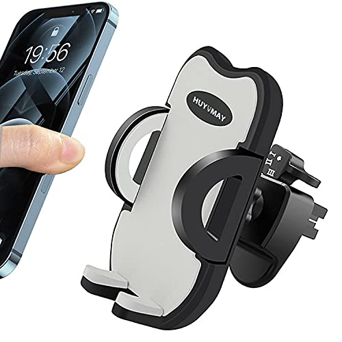 HUYVMAY Support de téléphone universel pour grille d'aération de voiture avec clip réglable compatible avec iPhone 12 11 Pro/XS Mas/XR/8/7 Plus/6S, Samsung Galaxy S21 S4-S10, téléphone 3,5-6,8" (gris) thumbnail