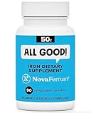 NovaFerrum All Good | Iron Capsule Supplements for Adults | Anemia | 50mg of Iron | 90 Servings | Sugar Free | Vegan | Gluten Free