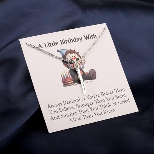 WUSUANED Jason Machete Necklace Scary Mask Cosplay Jewelry Jason Horror Birthday Gifts Horror Movie Lover Gift3