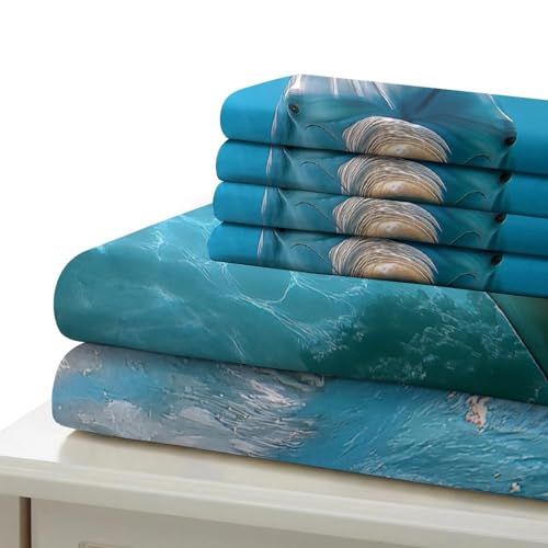 Housse de couette dauphins 3D imprimé microfibre respirant 3 pièces - 7