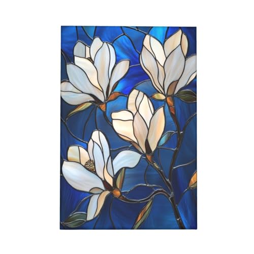 Cuadro de magnolia blanca sobre lienzo azul ideal para decorar un dormitorio elegante 7