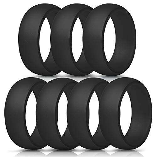 Silicone Wedding Ring For Men - 8.7mm Wide - 2.5mm Thick (Black, Black, Black, Black, Black, Black, Black - Size 9.5 - 10 (19.8mm))