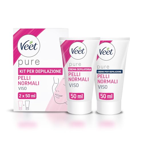 Veet Kit Depilazione Viso e Baffetti, Crema Depilatoria per Pelli