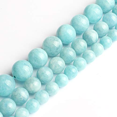 Love Beads 10mm Aquamarine Round Stone Beads for Jewelry Making 15inch