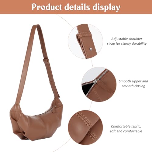Emprier Crescent Crossbody Bag for Women PU Leather Dumpling Shoulder bag Trendy Hobo Purse2