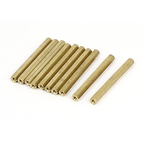 Aexit M3 x Nails, Screws & Fasteners 45mm Female Thread Brass Hex Standoff Pillar Rod Spacer Coupler Nut & Bolt Sets Nut 10pcs