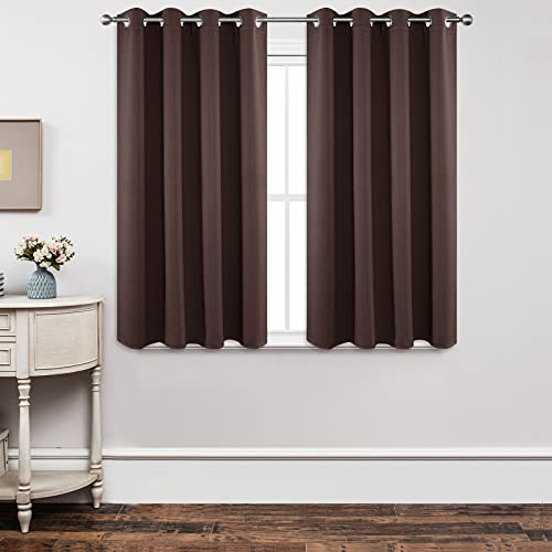 Image of Joydeco Blackout Curtains 54 Inch Length, Thermal Insulated Long Curtains& Drapes 2 Burg, Room Darkening Grommet Curtains for Living Room Bedroom Window (52W x 54L inch x 2 Panels, Chocolate)