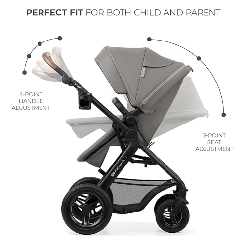 Miniatura 14 de Kinderkraft Moov 2 Air, Carrito 3 En 1 Con Capazo Y Silla De Paseo 2 En 1, Ruedas Grandes Inflables, Travel System Con Silla De Coche, Hasta 22 Kg, Gris Claro