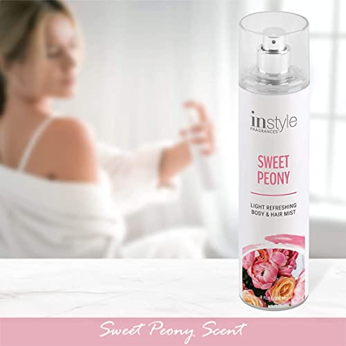 Instyle Fragrances Body & Hair Mist | Sweet Peony Scent | With Panthenol | Clean, Vegan, Paraben Free, Phthalate Free | Premium 8 Fl Oz Spray Bottle thumb #3