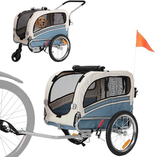 Sepnine Remolque Bicicleta Perros 2 en 1, Azul