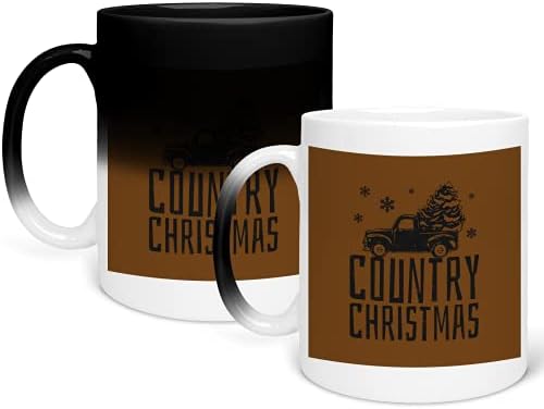Country Christmas Tree Pickup_MRZ3679 Color Changing Mug Magic Heat Coffee Mug – Funny Cup for Home Dorm Decoration Taza que cambia de color 325ml