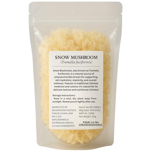 Image of Dried Snow Mushroom (Tremella Fuciformis) - 60g | Natural White Fungus | Culinary & Herbal Use | Premium Grade | Vegan & Gluten-Free | Skin Care