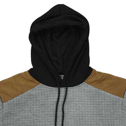 Ymosrh Men's Casual Hoodies, Long Sleeve Athletic Workout Gym Hooded Sweatshirts Plaid Jacquard Hoodie Pullover, S-3XL2