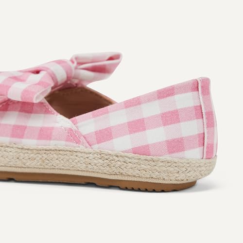Amazon Essentials x Sofia Grainge Girls' Cotton Espadrilles with Bow, Pink Gingham, 9 Toddler - image 5