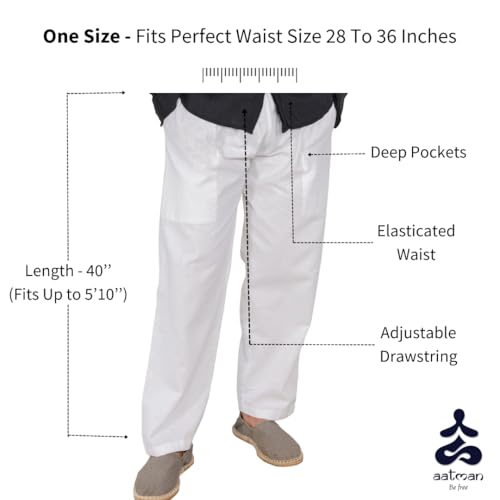 Image of Aatman One Size Men's Eco-Friendly Cotton Pyjama Pack of 2 | Fits Waist Size 28 to 36 Inches