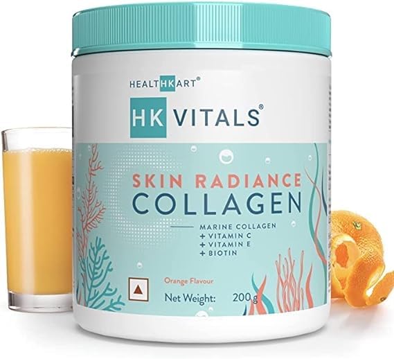 Viva HK Vitals Skin Radiance Collagen Powder Marine Collagen Orange 200 g Collagen Supplements for Women Men with