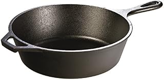 Lodge L8DSK3 26.04 cm / 10.25 inch / 3 Litre Pre-Seasoned Cast Iron Deep Round Skillet / Frying Pan, Black