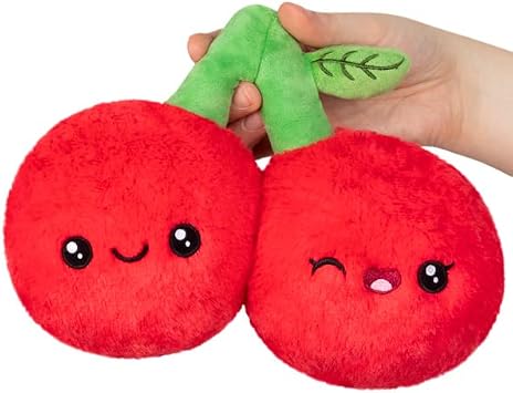 قابلة للضغط - Snugglemi Snacker Cherries - مجموعة طعام مريحة - 8 بوصات - لعبة ناعمة قابلة للتجميع - حيوان محشو - فاصوليا