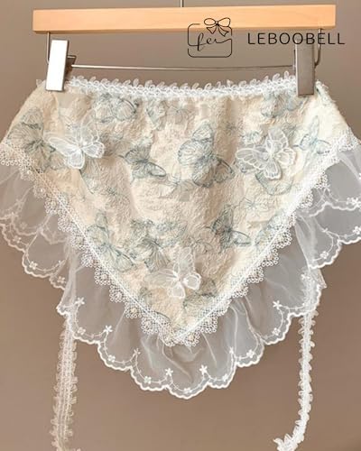 Womens Floral Butterfly Kerchief Idyllic Headwraps Country Style Cute Headwear Head Scarf Bandana for Women3