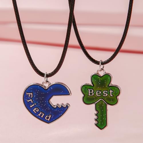 Best Friends Pendant Necklace for 2 Color Change Due to Temperature BFF Jewelry Friendship Gifts3