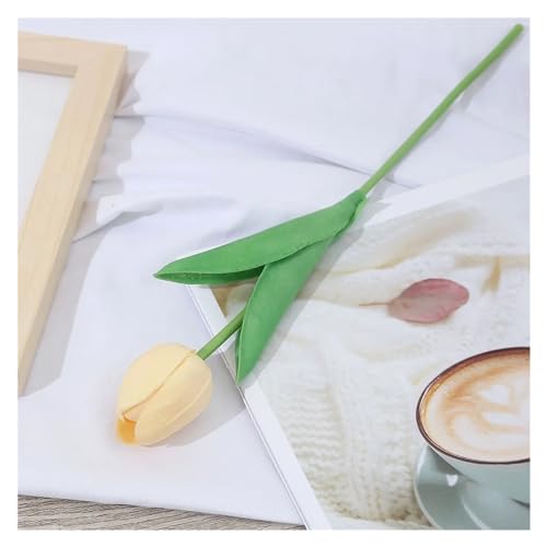 YMYGCC Artificial Tulips Flowers 3/5 Pieces Artificial Tulip Simulation Bouquet Real Touch PU Foam Fake Flowers Wedding Decoration Flowers Home Decoration 558 (Color : Champagne, Size : 3PCS)