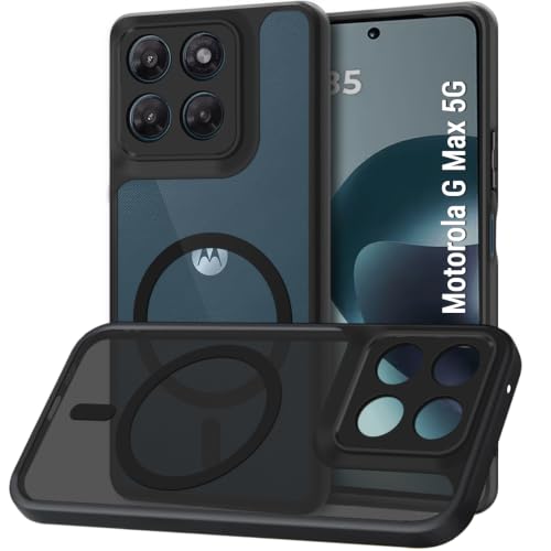 Image of TheGiftKart Hybrid Shockproof Back Cover Case for Motorola Moto G Max 5G Compatible with MagSafe | Camera Protection Module | Hard Back Cover Case (PC & TPU, Translucent Smoke Matte Back, Black Sides)