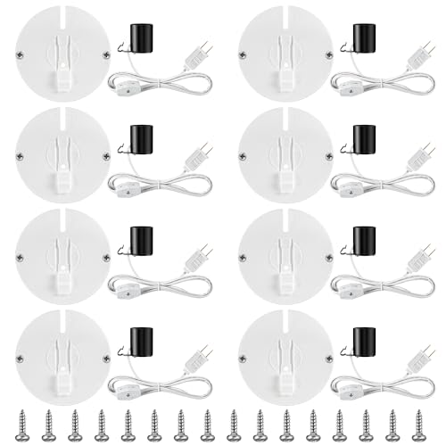 Meonum 8 Set Blow Mold Light Kit Replacement E27 E26 Single Light Cord Kit with Switch Fuse Plug for Indoor Outdoor Halloween Christmas Village House Craft Decorations and Salt Lamp