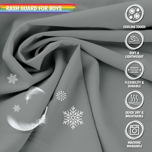 Image of Boys Rash Guard Swim Shirts Long Sleeve UPF 50+ Swimwear Toddler Kids Sun Protection SPF Water Surfing Swimming Shirts 0-16Y