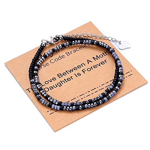 Image of Btysun Inspirational Morse Code Bracelets for Women Men Teen Girl Gifts Best Friend Birthday Gifts for Him Her Adjustable Layered Secret Message Sister Bff Girfriend Sister Christmas Jewelry