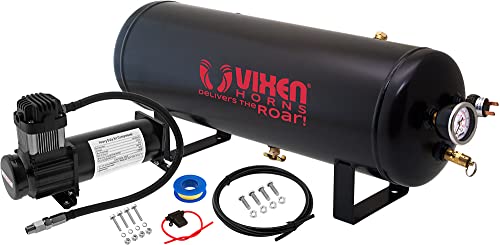 Vixen Horns 2.5 Gallon (9.5 Liter) Train/Air Horn Tank with 200 PSI Compressor Onboard System/Kit 12V VXO8325B